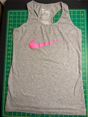 Nike Gray Women's Racerback Tank with Pink Swoosh